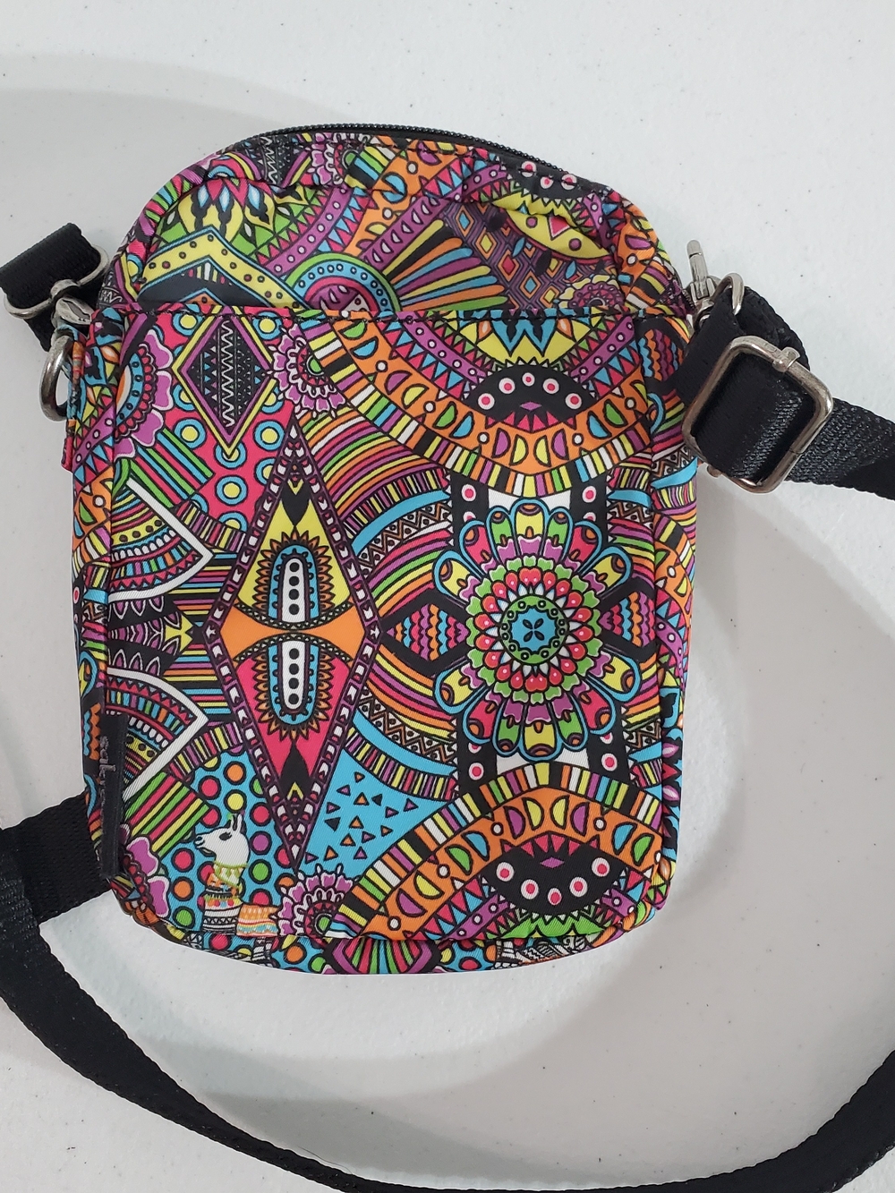 Sakroots Vibrant Multicolor Printed Small Boho Peace Crossbody Bag